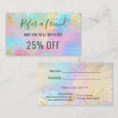 Carte De Visite Référer un ami effet holographique FAUX (Devant / Derrière)