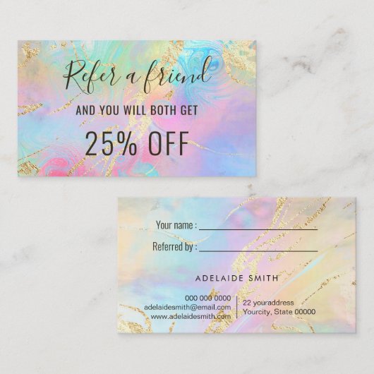 Carte De Visite Référer un ami effet holographique FAUX (Devant / Derrière)