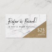 Carte De Visite Référer Un Ami Élégant Marbre & Or Référence (Devant)