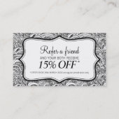 Carte De Visite Référez un ami beauté ou mode paisley mono (Devant)