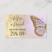 Carte De Visite référez un ami lavender papterfly logo (Devant)