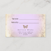 Carte De Visite référez un ami lavender papterfly logo (Dos)