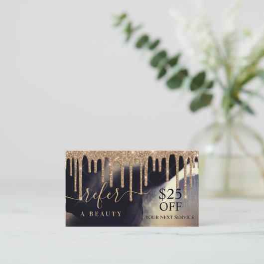 Carte De Visite Référez Un Beauté Marine Enk Parties scintillant O (Debout devant)