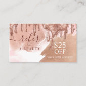 Carte De Visite Référez Une Parties scintillant En Or Rose De Beau (Devant)