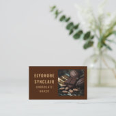 Carte De Visite Refined Brown Chocolate Maker Photo Social QR Code (Debout devant)