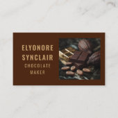 Carte De Visite Refined Brown Chocolate Maker Photo Social QR Code (Devant)