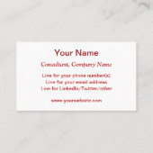 Carte De Visite Réfléchissez hors de la boîte rouge moderne profes (Dos)