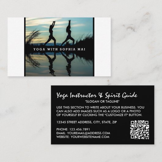 Carte De Visite Reflection de portrait élégant, instructeur de yog (Devant / Derrière)