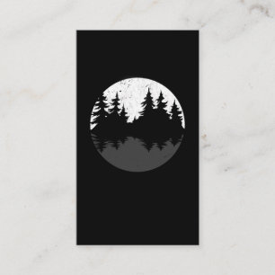 Carte De Visite Réflexion de la lune forestière Arbres Silhouette