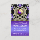 Carte De Visite Réflexion d'or violet Mandala Guérison holistique (Devant)