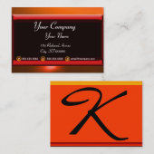 Carte De Visite RÉFLEXIONS 2 AGATE monogramme noir rouge orange (Devant / Derrière)