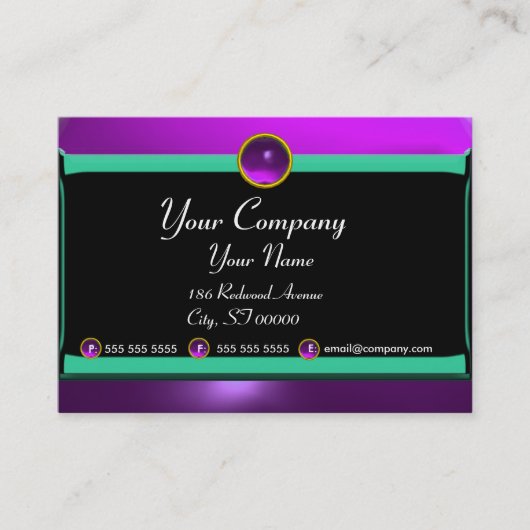Carte De Visite RÉFLEXIONS 2 AMÉTHYST monogramme violet noir vert (Devant)