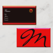 Carte De Visite RÉFLEXIONS 2 MONOGRAMME EN RUBAN, jaune rouge noir (Devant / Derrière)