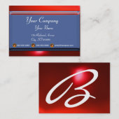 Carte De Visite RÉFLEXIONS 2 RUBY monogramme blanc bleu rouge (Devant / Derrière)