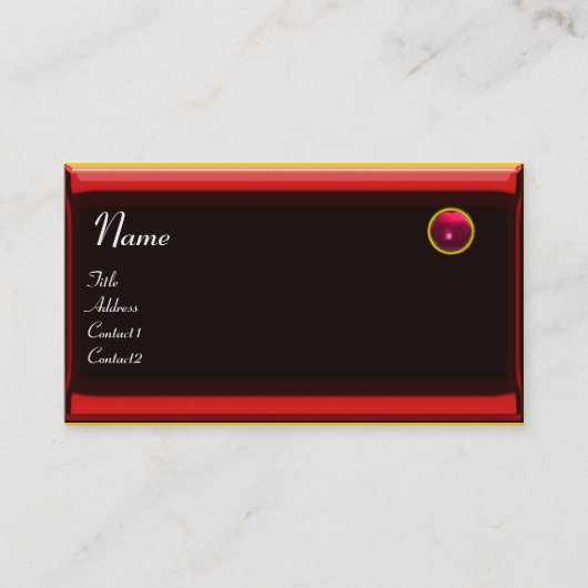 Carte De Visite RÉFLEXIONS 2 RUBY monogramme noir rouge jaune blan (Devant)