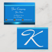 Carte De Visite RÉFLEXIONS 2 SAPHIRE monogramme blanc bleu (Devant / Derrière)