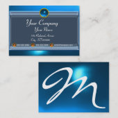 Carte De Visite RÉFLEXIONS 2 SAPHIRE monogramme blanc noir bleu (Devant / Derrière)