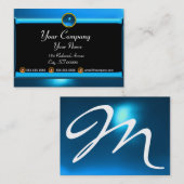 Carte De Visite RÉFLEXIONS 2 SAPHIRE monogramme blanc noir bleu (Devant / Derrière)