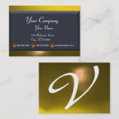 Carte De Visite RÉFLEXIONS 2 TOPAZ monogramme blanc bleu gris (Devant / Derrière)