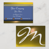 Carte De Visite RÉFLEXIONS 2 TOPAZ monogramme blanc bleu jaune (Devant / Derrière)