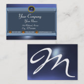 Carte De Visite RÉFLEXIONS 2 TOPAZ monogramme blanc noir bleu (Devant / Derrière)