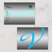 Carte De Visite RÉFLEXIONS AQUAMARINE MONOGRAM, gris blanc bleu (Devant / Derrière)