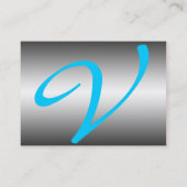 Carte De Visite RÉFLEXIONS AQUAMARINE MONOGRAM, gris blanc bleu (Dos)