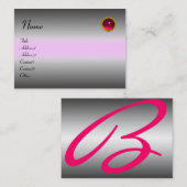Carte De Visite RÉFLEXIONS RUBY MONOGRAM, gris blanc rose (Devant / Derrière)