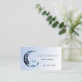 Carte De Visite Réflexologie Lune à fleurs de Lotus Bleu (Debout devant)