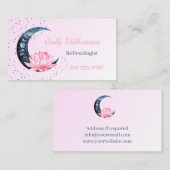 Carte De Visite Réflexologie Lune à fleurs rose Lotus (Devant / Derrière)