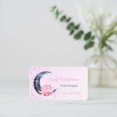 Carte De Visite Réflexologie QR Code Lotus rose Lune (Debout devant)