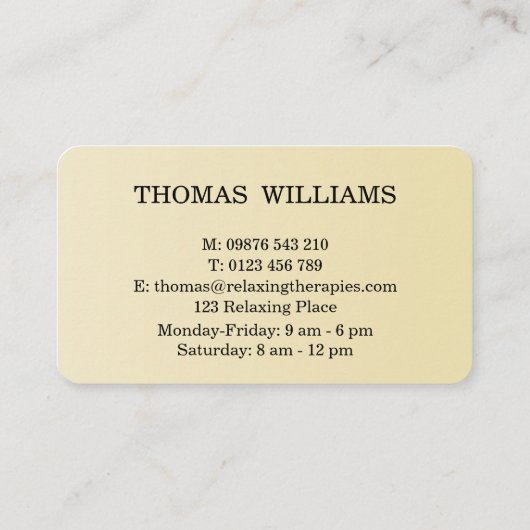 Carte De Visite Reflexology (Dos)