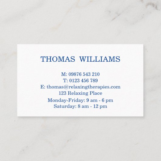 Carte De Visite Reflexology Business Card (Dos)