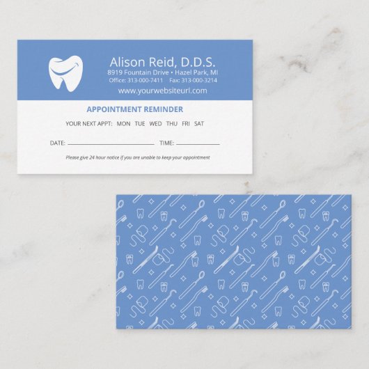 Carte De Visite Refuser la nomination Rappel du Bureau dentaire  (Devant / Derrière)