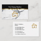 Carte De Visite Regard chic d'or et de marbre d'agent immobilier (Devant / Derrière)