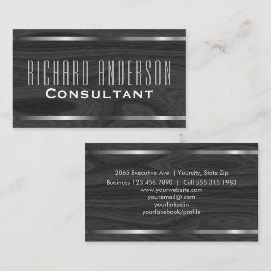 Carte De Visite Regard du bois gris professionnel élégant moderne (Devant / Derrière)