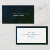 Carte De Visite Regard en pierre naturel de nuance vert-foncé (Devant / Derrière)