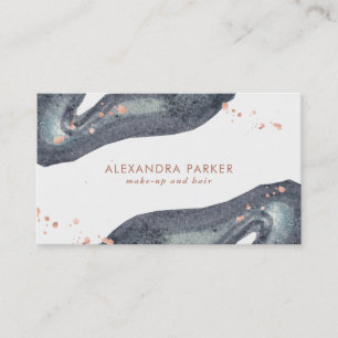 Carte De Visite Regard rose et aquarelle grise Geode d'or de Faux