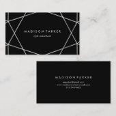 Carte De Visite Regarder l'argent moderne Géométrique sur le noir (Devant / Derrière)