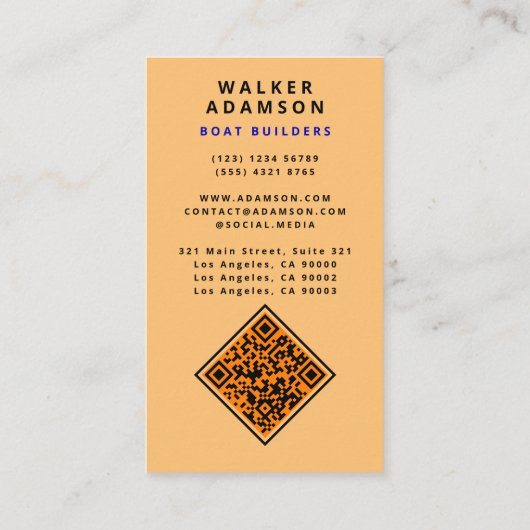 Carte De Visite Regarder le grain de bois moderne - Code QR monogr (Dos)