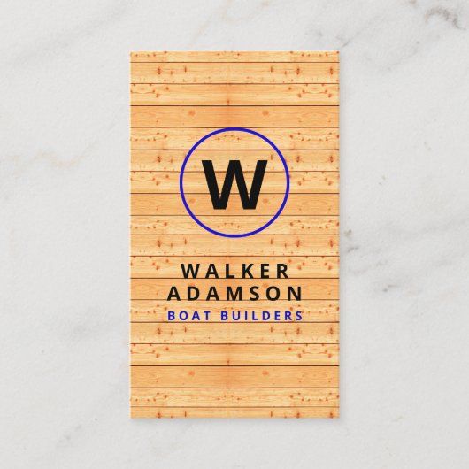 Carte De Visite Regarder le grain de bois moderne - Code QR monogr (Devant)