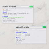 Carte De Visite Regardez-moi ! (Devant / Derrière)