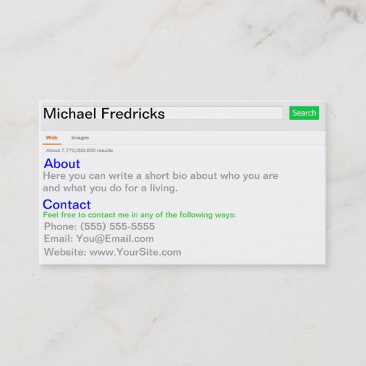 Carte De Visite Regardez-moi ! (Devant)