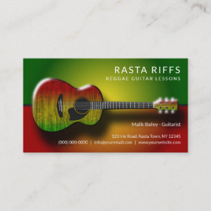 Carte De Visite Reggae Rasta Riffs Guitare Leçons Musique Enseigna