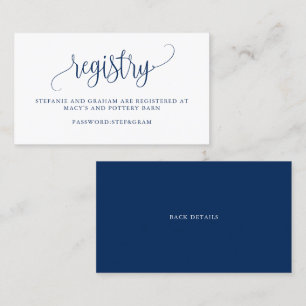 Carte De Visite Registre de cadeaux Mariage de Navy Blue Pretty Sc