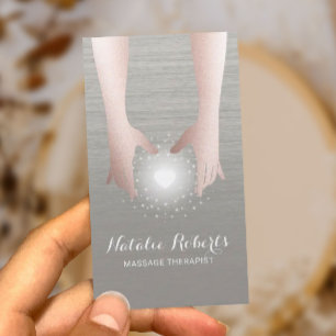 Carte De Visite Reiki Energy Healing Hands Beige Thérapeutique