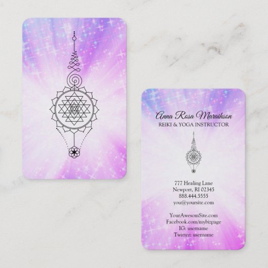 Carte De Visite *~* Reiki Energy Heure Sparkle Rays Nirvana (Devant / Derrière)