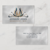 Carte De Visite Reiki Healing Hands in Lotus Abalone and Gold (Devant / Derrière)