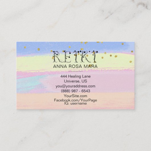 Carte De Visite *~* REIKI Ivy Typography Parties scintillant Paste (Dos)