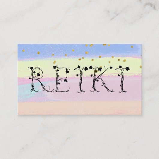 Carte De Visite *~* REIKI Ivy Typography Parties scintillant Paste (Devant)